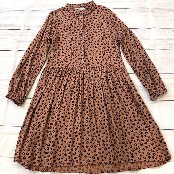 H&M Leopard Print Viscose Shirt Dress - Picture 1 of 7